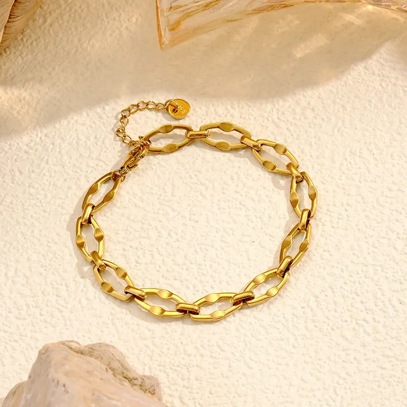 Fashion 18K Gold Plated Stainless Steel Hip Hop Jewelry Set Includes Gold Chain Necklace for Women Stylish Trendy Anniversary