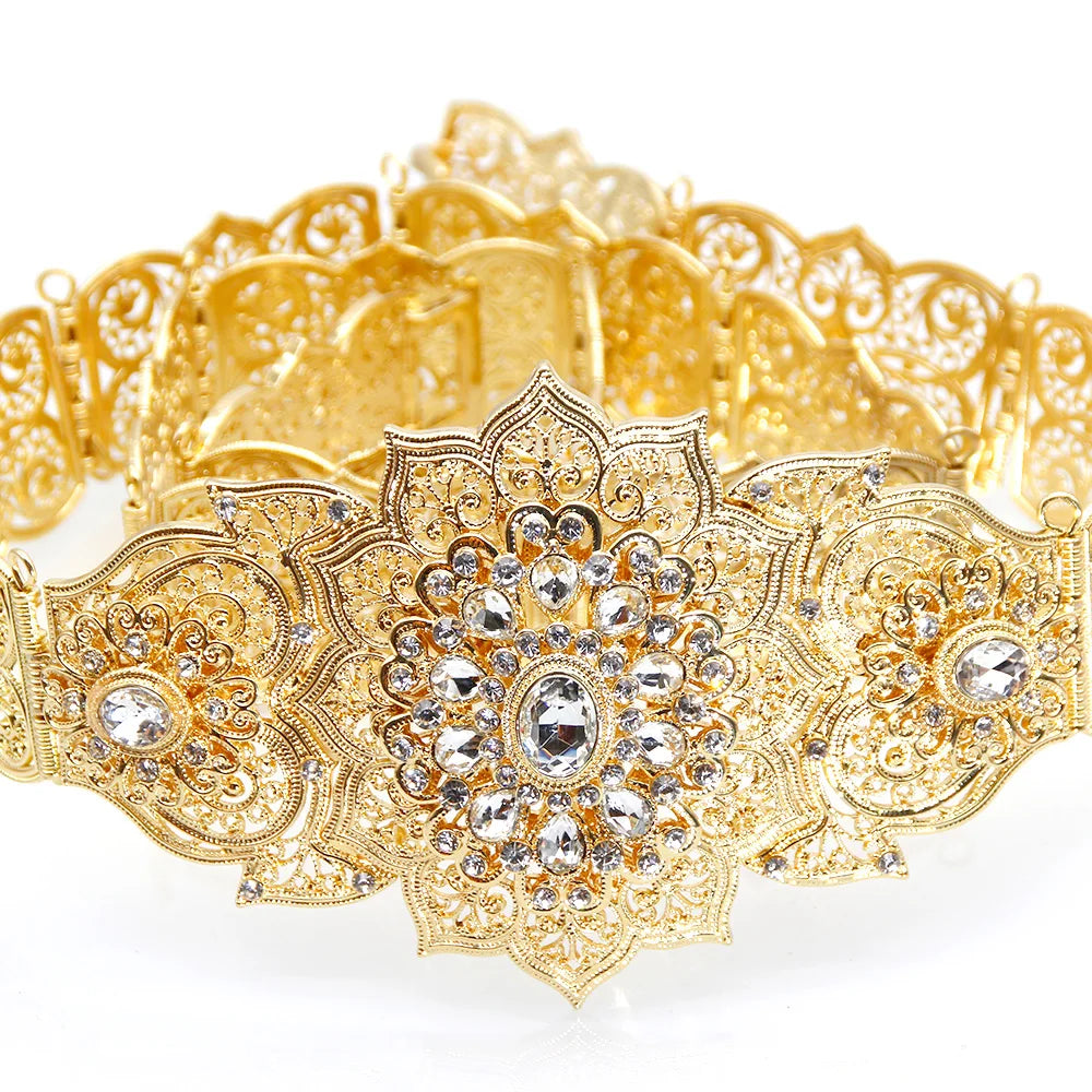 Poyasa-Ceinture Caftan Marocaine Or Argent pour Femme, Bijoux de Corps en Clip, Robe de Taille Européenne, Document de Mariage Arabe