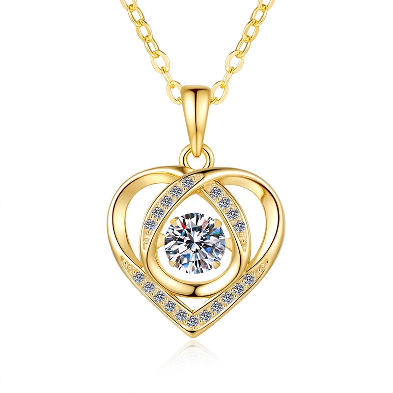 Elegant Jewelry 18k Gold Plated Hear Shape 0.5Ct Round Cut Shake Diamond VVs1 Moissanite 925 Sterling Silver Pendant Necklace
