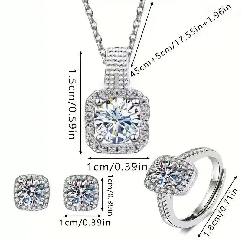 3 Pieces Women's Wedding & Party Alloy Jewelry Set Square Fashion Simple Design Hot Sale Necklace Ring Earring Jewelry Suit