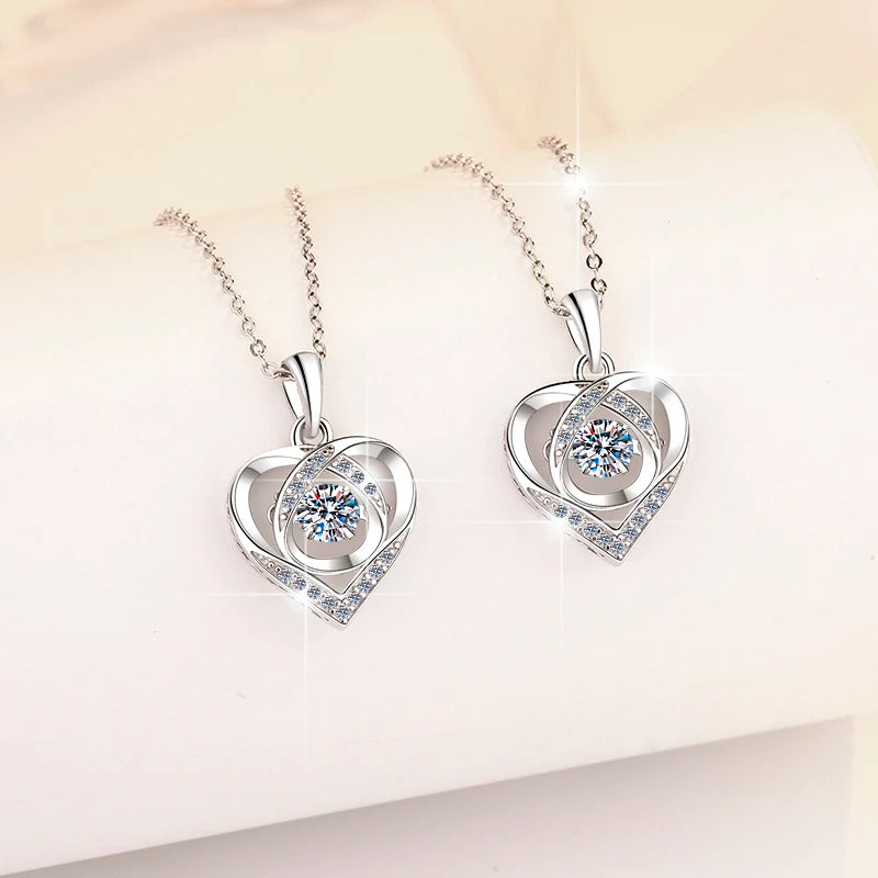 Elegant Jewelry 18k Gold Plated Hear Shape 0.5Ct Round Cut Shake Diamond VVs1 Moissanite 925 Sterling Silver Pendant Necklace