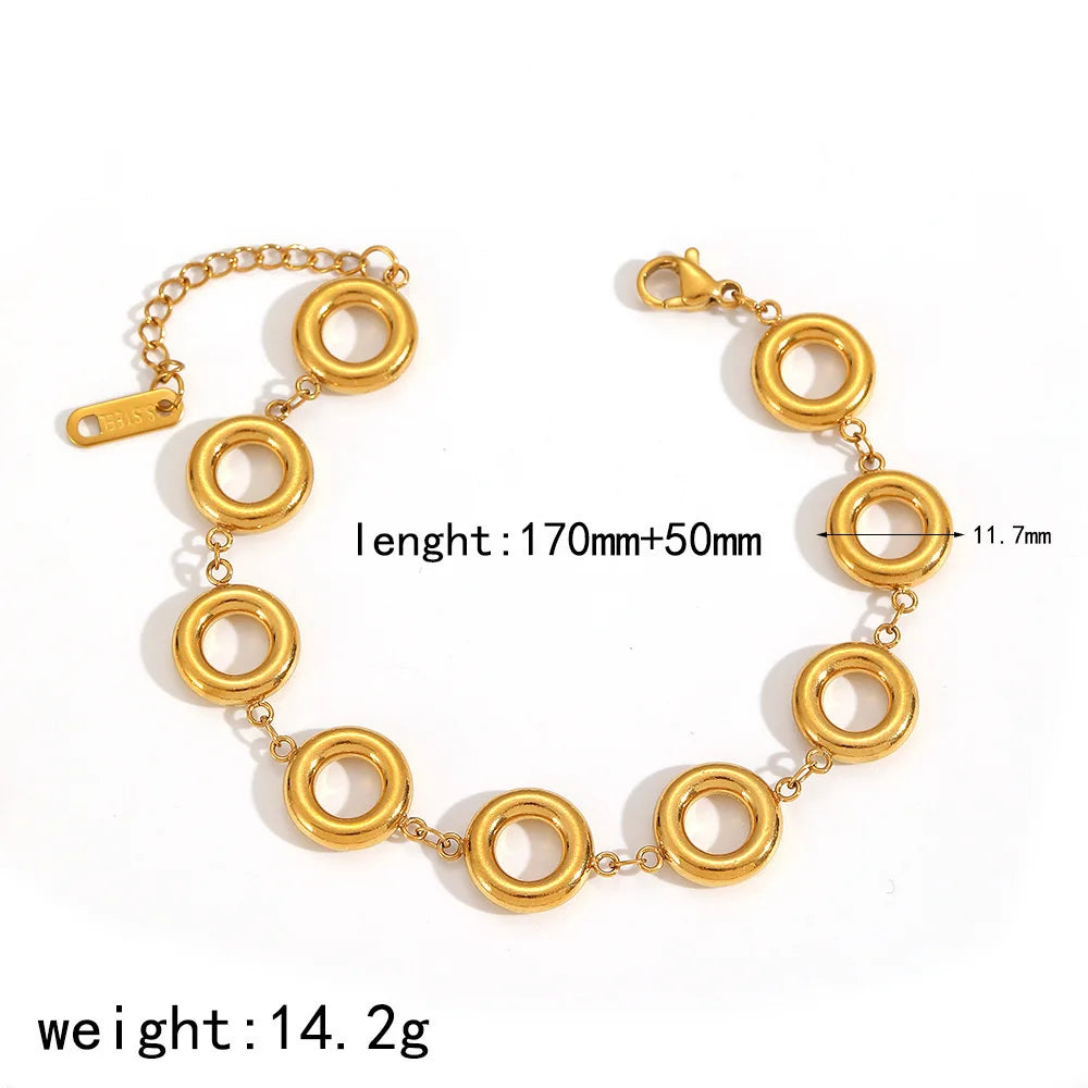 Chains Circles Accessories 18k Gold Plated Pvd Stainless Steel Necklace Chain Accessory Set for Women Necklace TGXL8585