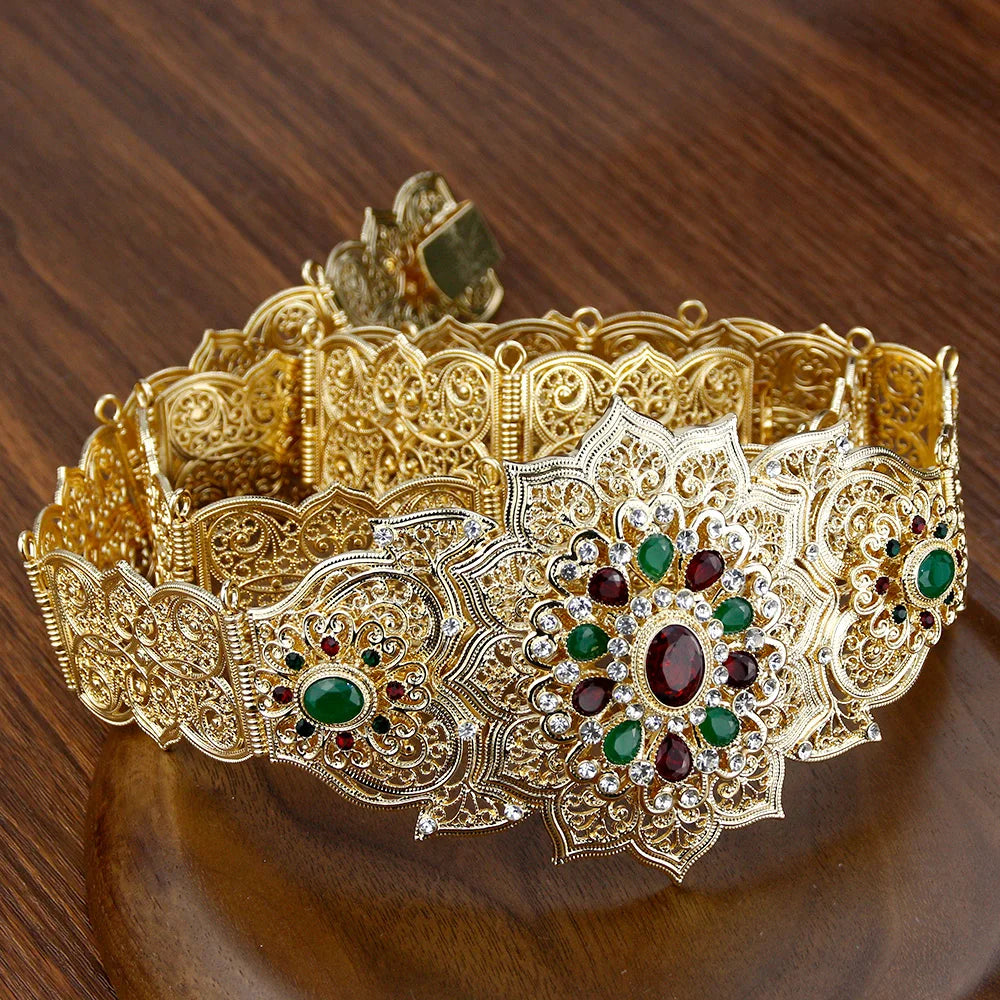 Poyasa-Ceinture Caftan Marocaine Or Argent pour Femme, Bijoux de Corps en Clip, Robe de Taille Européenne, Document de Mariage Arabe