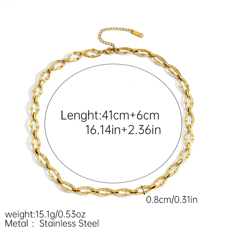 Fashion 18K Gold Plated Stainless Steel Hip Hop Jewelry Set Includes Gold Chain Necklace for Women Stylish Trendy Anniversary