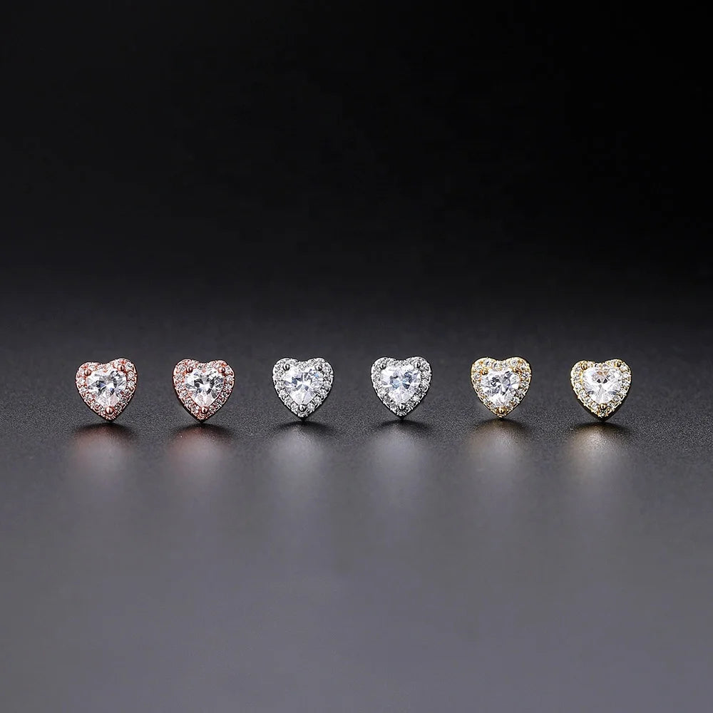 Fashion Trend Valentines Day Gift Heart Zircon Birthstone Necklace and Earring Jewellery Sets for Wedding Bridal