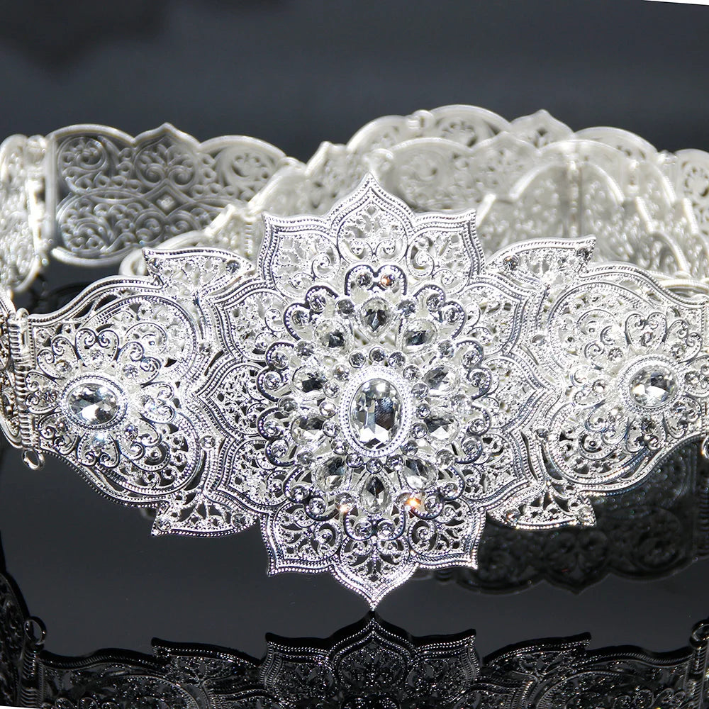 Poyasa-Ceinture Caftan Marocaine Or Argent pour Femme, Bijoux de Corps en Clip, Robe de Taille Européenne, Document de Mariage Arabe