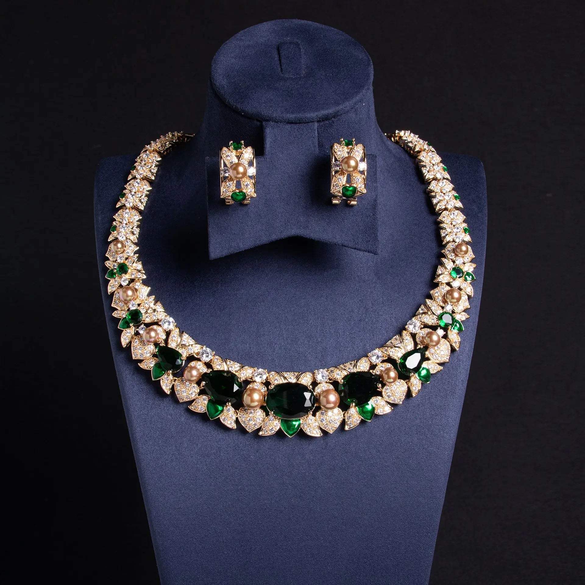 Parure nuptiale femme – Bijoux perles & zircon, design moderne et raffiné