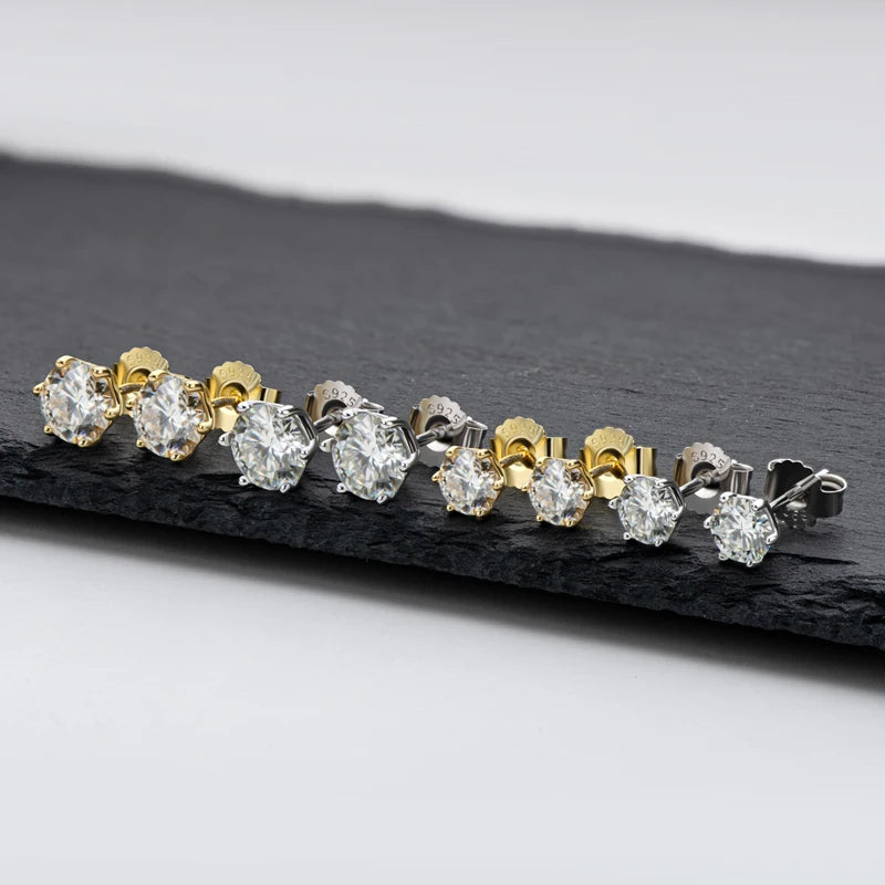 IOGOU-Boucles d'oreilles à tige Moissanite pour hommes et femmes, Bijoux piercing Moissanite, Argent regardé 4/6 100%, Rotterdam Kling, 1 cttw, 2 cttw, 925 cttw, D document