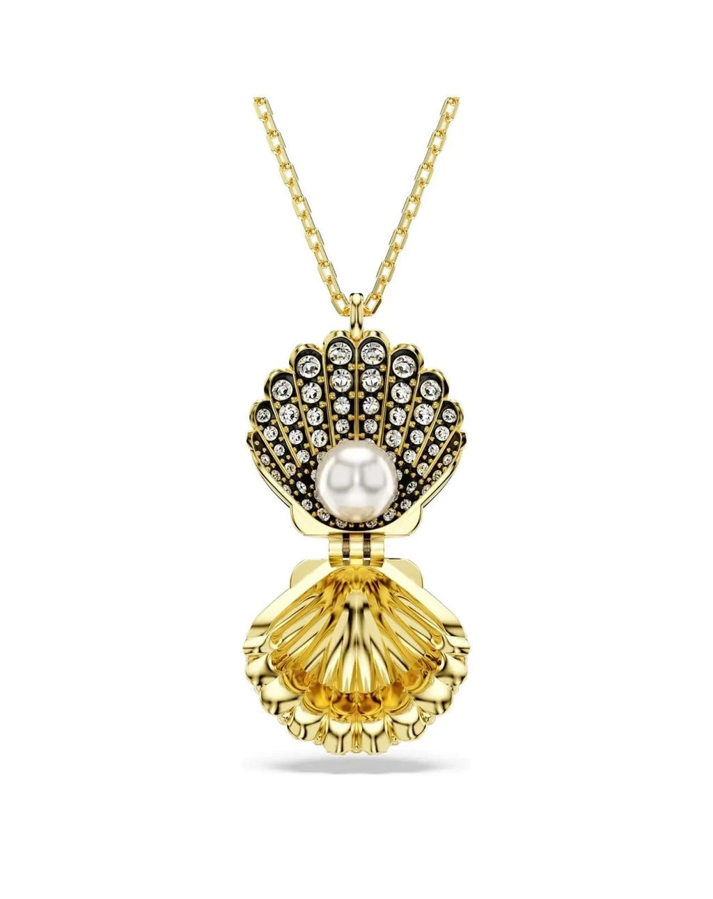 Korean Stainless Steel Fashion Shell Imitation Pearl Necklace for Women Creative Pearl Inlaid Marine Banquet Wedding Jewelry Set