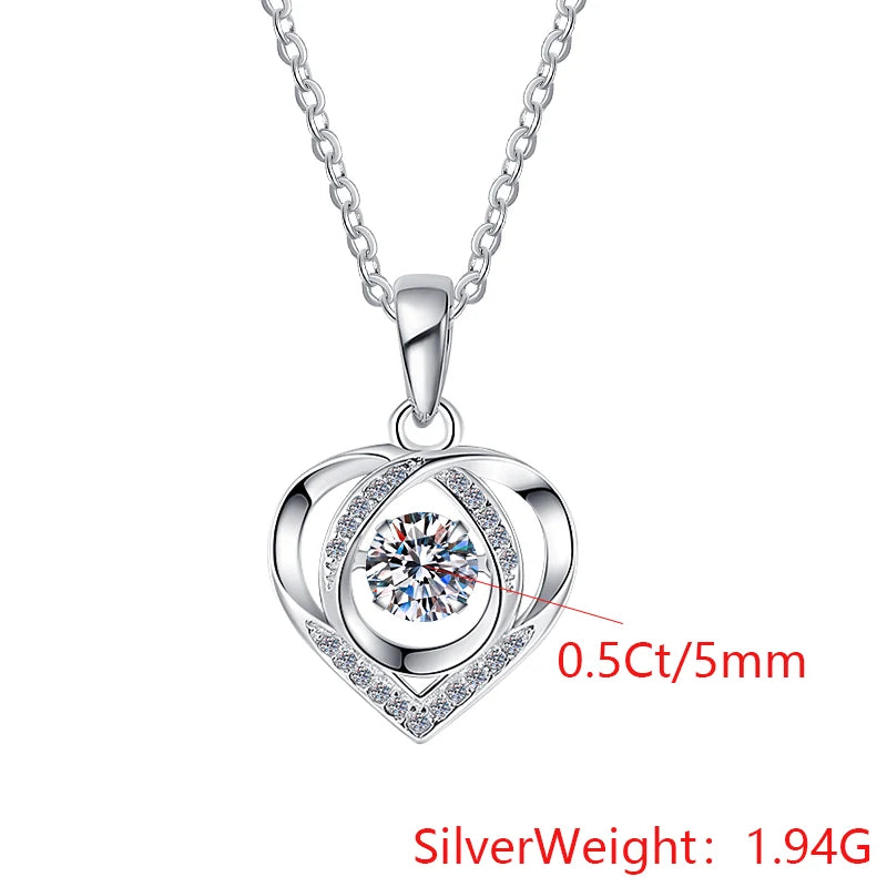 Elegant Jewelry 18k Gold Plated Hear Shape 0.5Ct Round Cut Shake Diamond VVs1 Moissanite 925 Sterling Silver Pendant Necklace