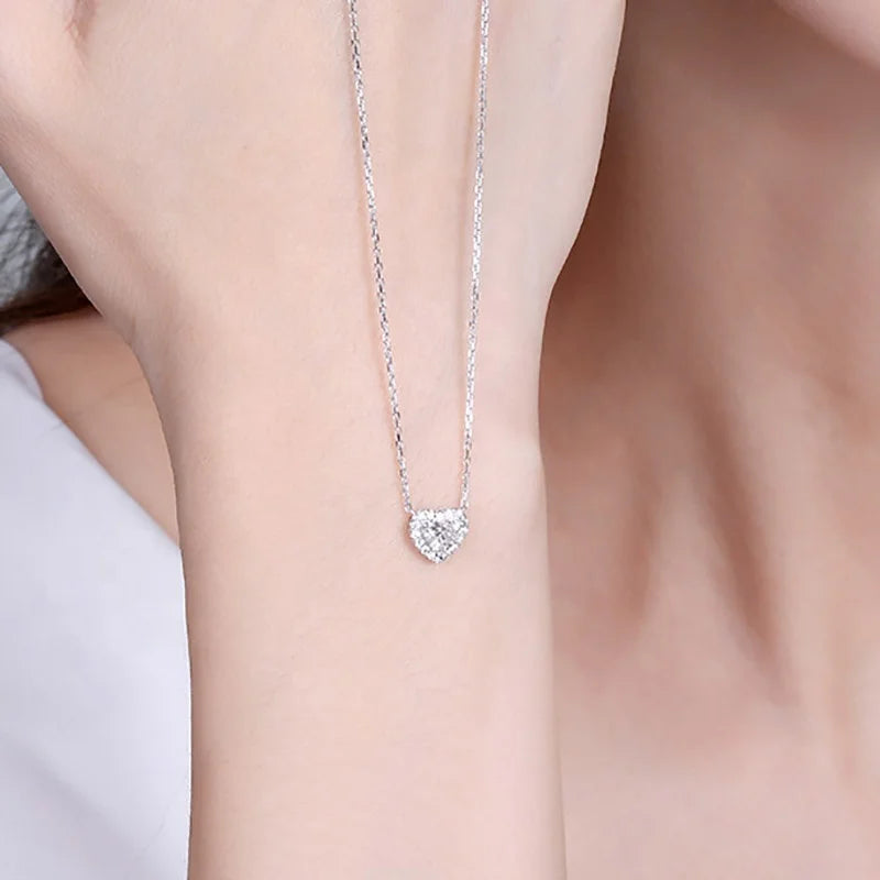 Fashion Trend Valentines Day Gift Heart Zircon Birthstone Necklace and Earring Jewellery Sets for Wedding Bridal