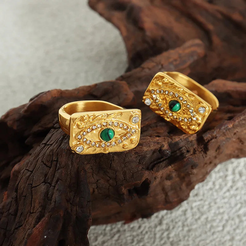 Fandi Jewelry Dainty Stainless Steel Square Pendant Necklace 18k Gold Plated Cz Necklace Vintage Evil Eyes Turquoise Necklace