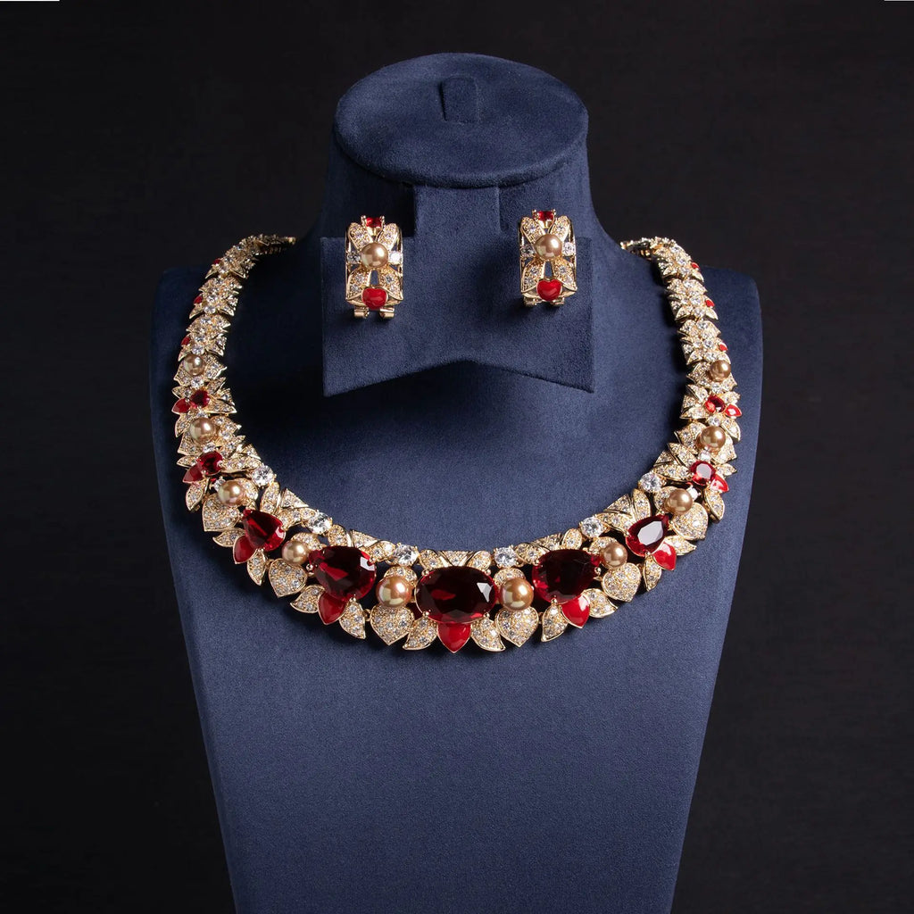 Parure nuptiale femme – Bijoux perles & zircon, design moderne et raffiné