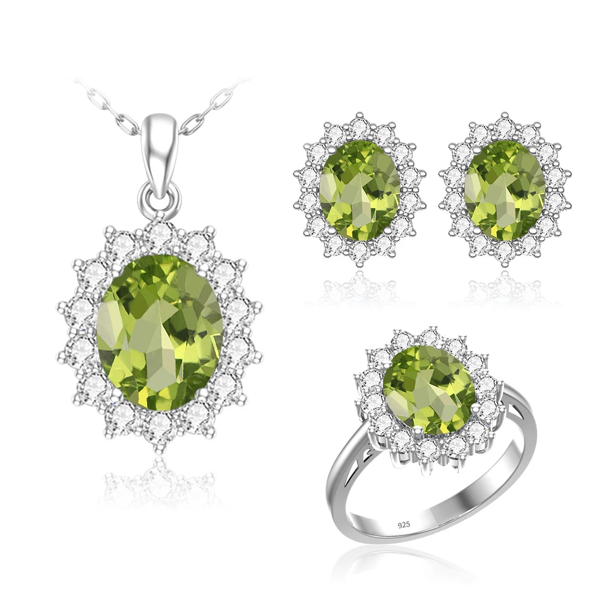 Wholesale Luxury Bridal Jewelry Set 925 Sterling Silver Sapphire Halo Ring Earrings Pendant for Women's Wedding Jewelry