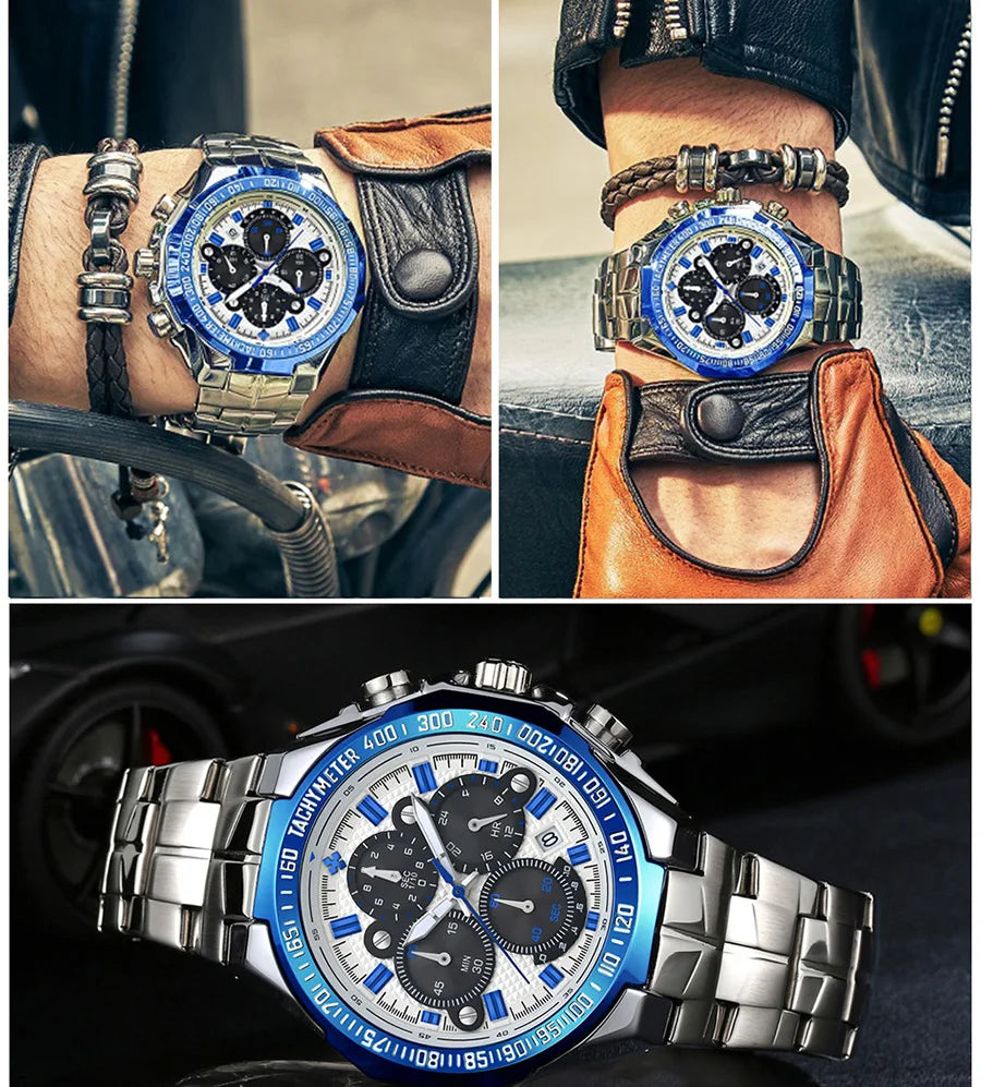 Montre homme luxe sport – Acier inoxydable et étanche