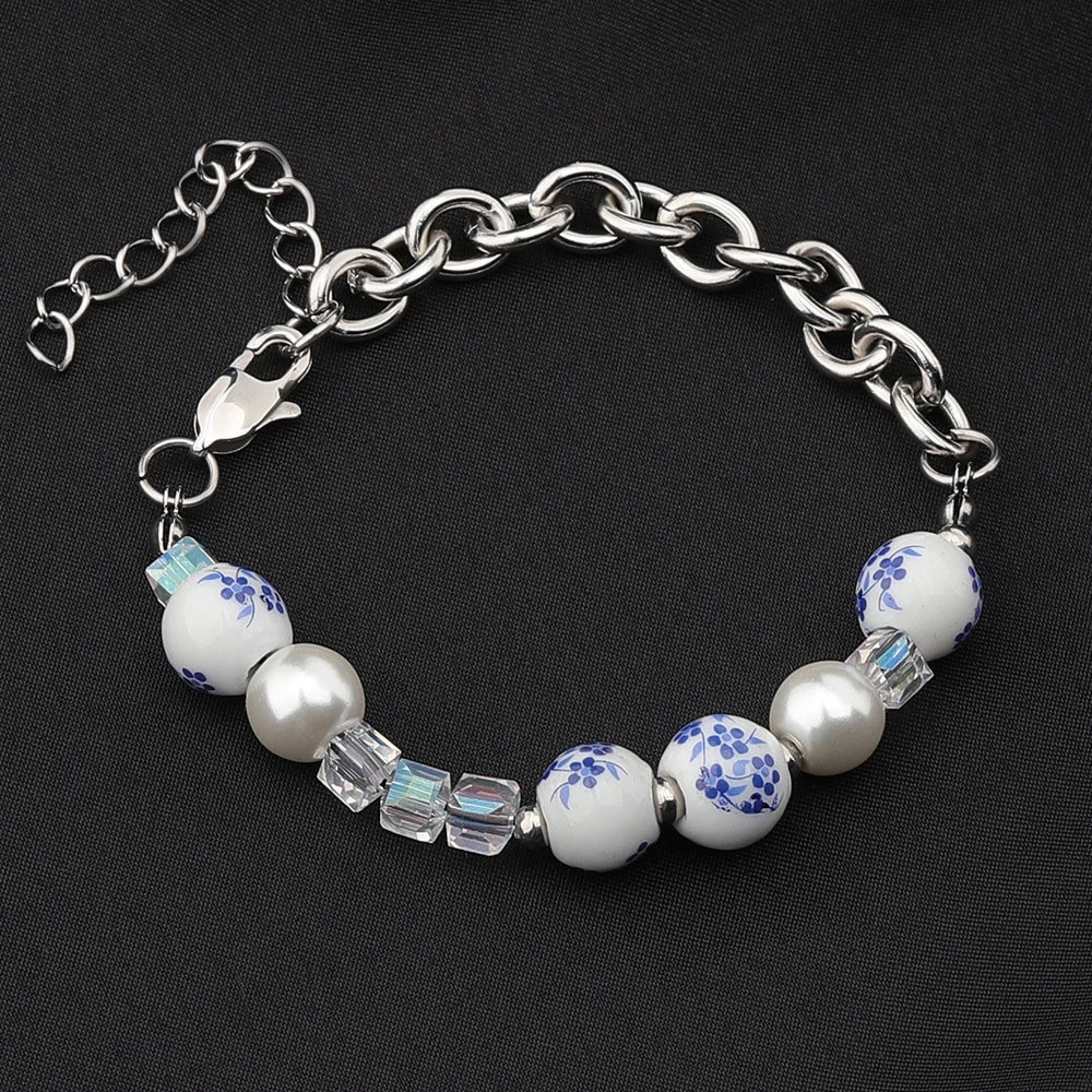 Craft Wolf Original Design Chinese element Blue and White Porcelain Bead Couple Jewelry Bracelet Necklace