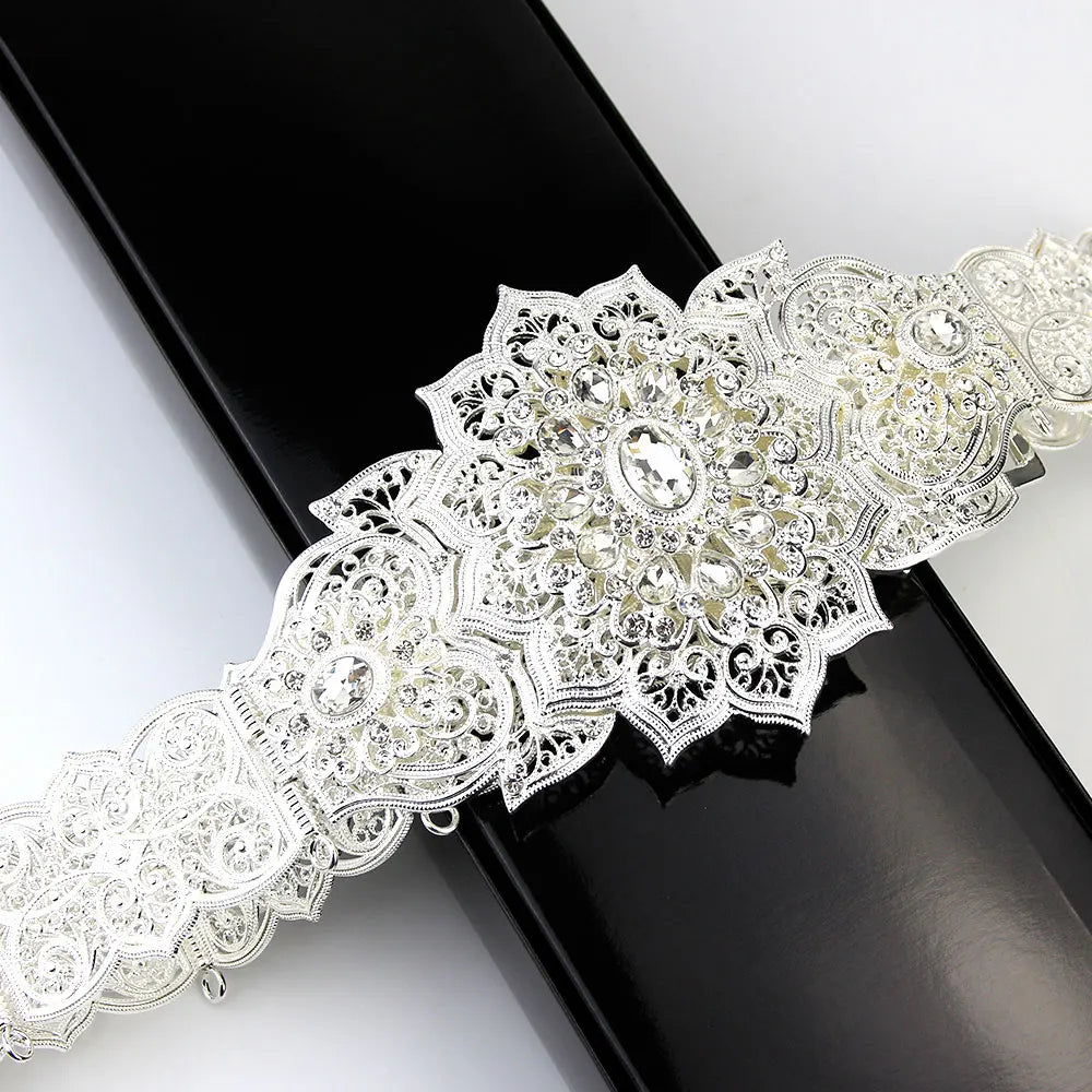 Poyasa-Ceinture Caftan Marocaine Or Argent pour Femme, Bijoux de Corps en Clip, Robe de Taille Européenne, Document de Mariage Arabe