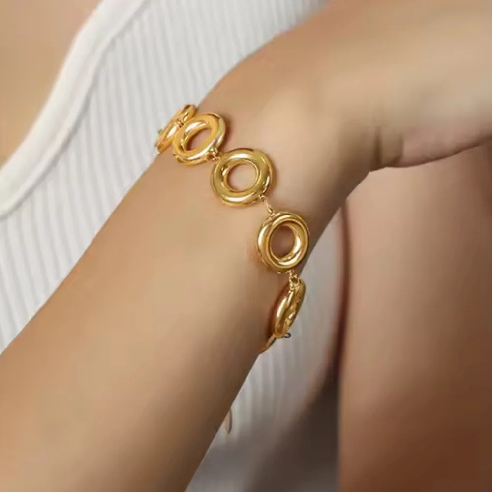 Chains Circles Accessories 18k Gold Plated Pvd Stainless Steel Necklace Chain Accessory Set for Women Necklace TGXL8585