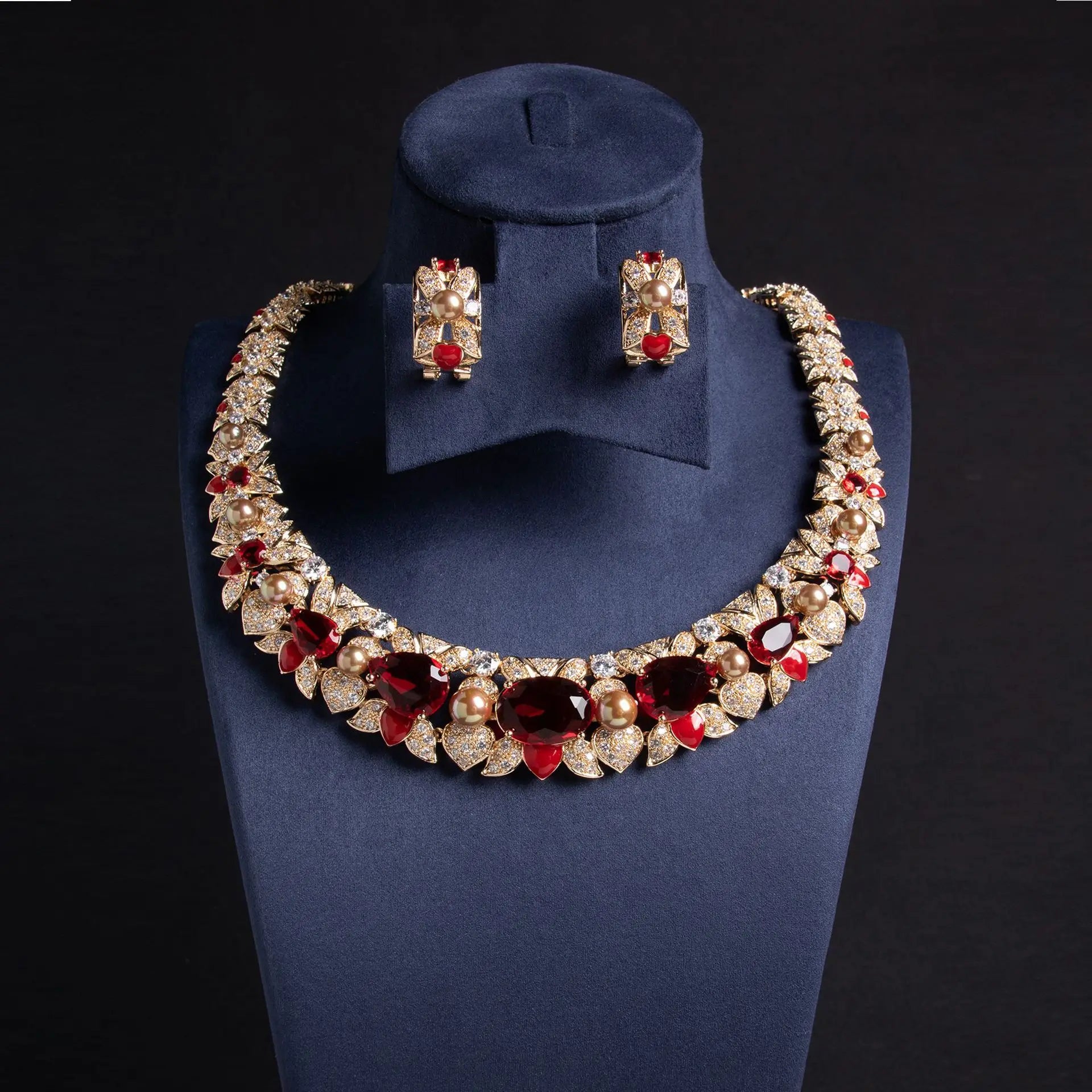 Parure nuptiale femme – Bijoux perles & zircon, design moderne et raffiné