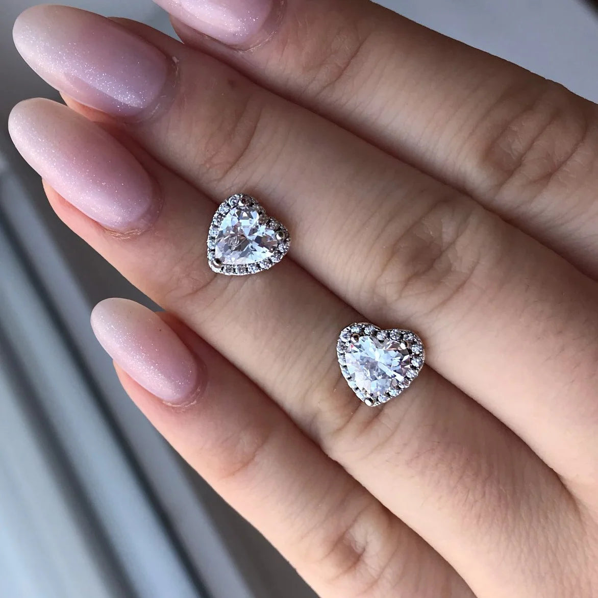 Fashion Trend Valentines Day Gift Heart Zircon Birthstone Necklace and Earring Jewellery Sets for Wedding Bridal