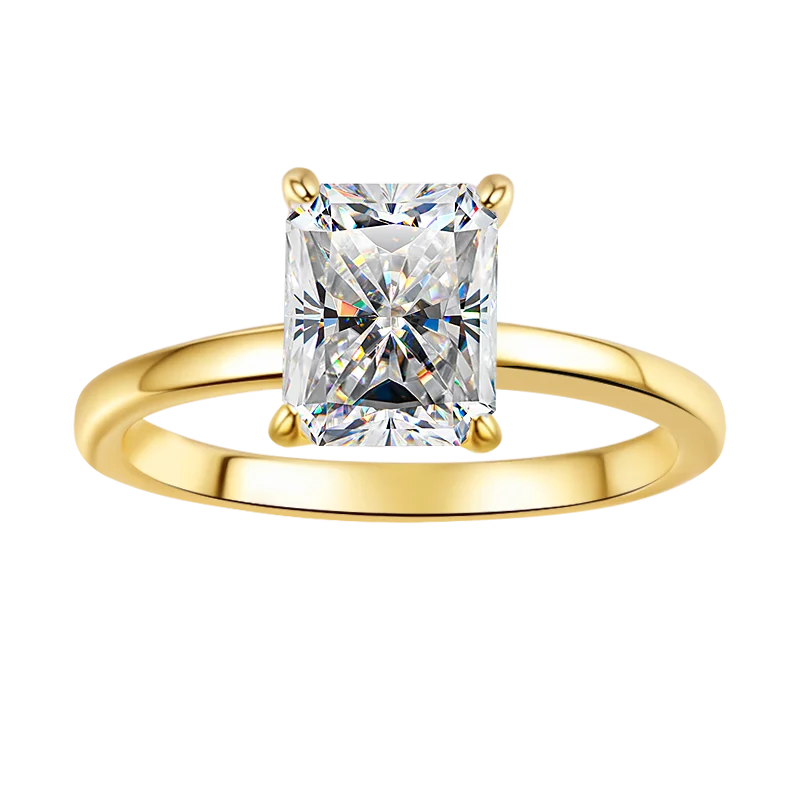 Tariff Free Simple Four Claw Jewelry 2CT Radiant Cut VVs1 Moissanite S925 Sterling Silver Ring Engagement Gift for Women