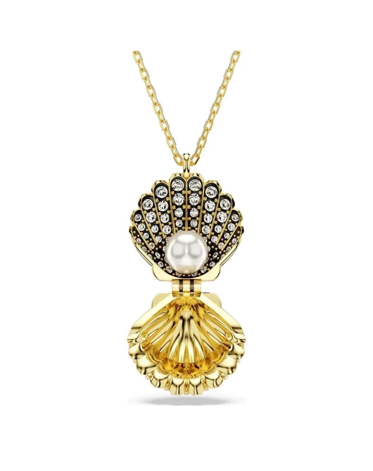 Korean Stainless Steel Fashion Shell Imitation Pearl Necklace for Women Creative Pearl Inlaid Marine Banquet Wedding Jewelry Set