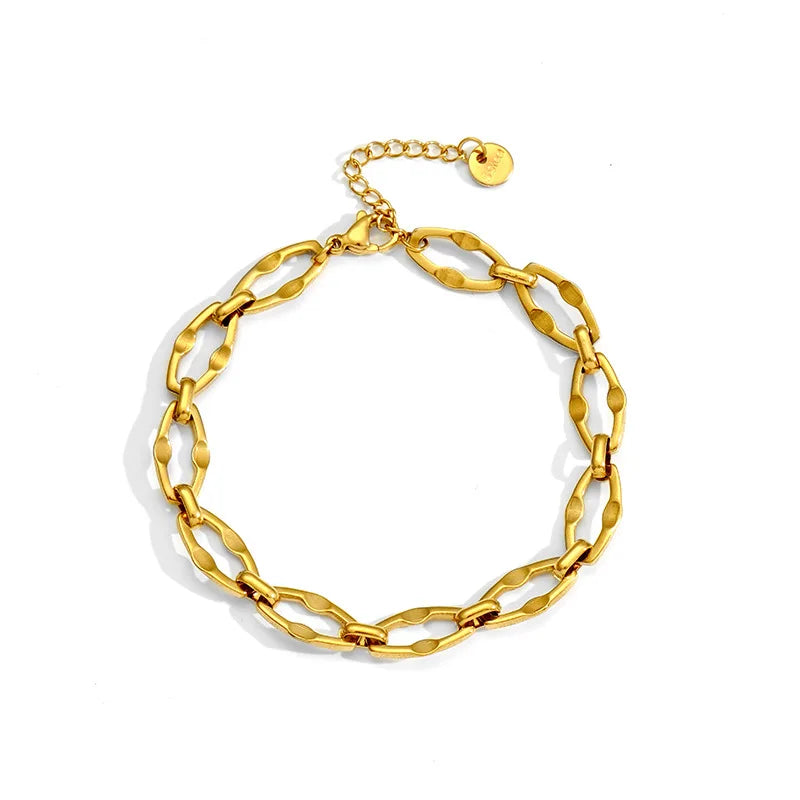 Fashion 18K Gold Plated Stainless Steel Hip Hop Jewelry Set Includes Gold Chain Necklace for Women Stylish Trendy Anniversary