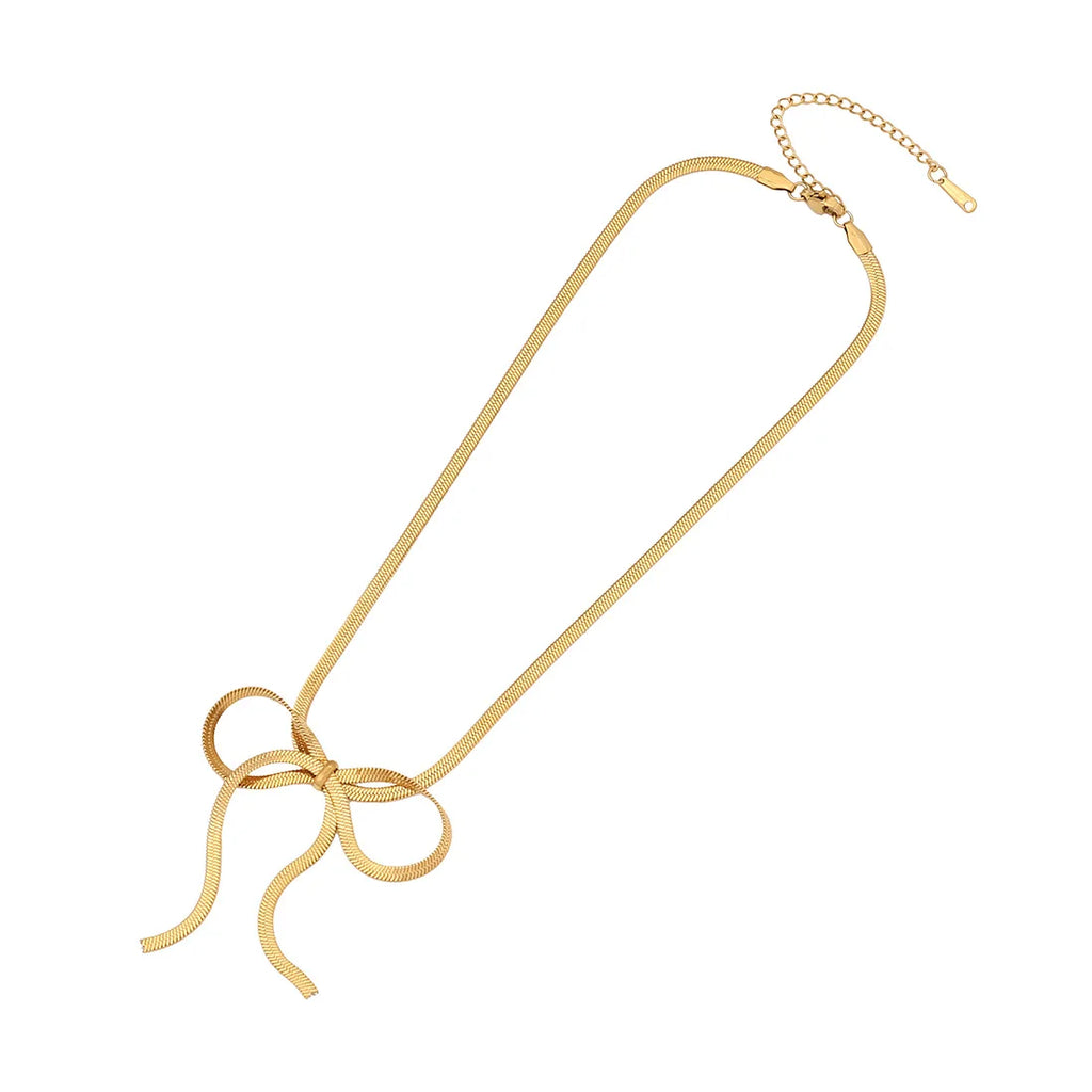 High Quality2024 Hot Snake Chain Bow Tassel Earrings Bow Necklace Elegant Bracelet Jewelry Set Stainless Steel Pvd Gold Necklace