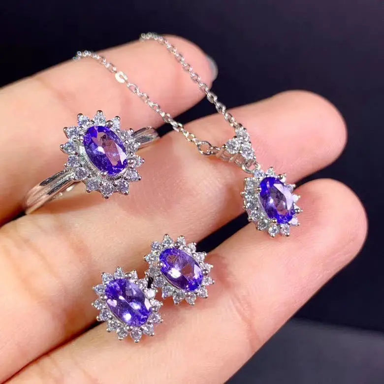 Ensemble bijoux tanzanite – Argent 925 et gemme naturelle, élégance premium