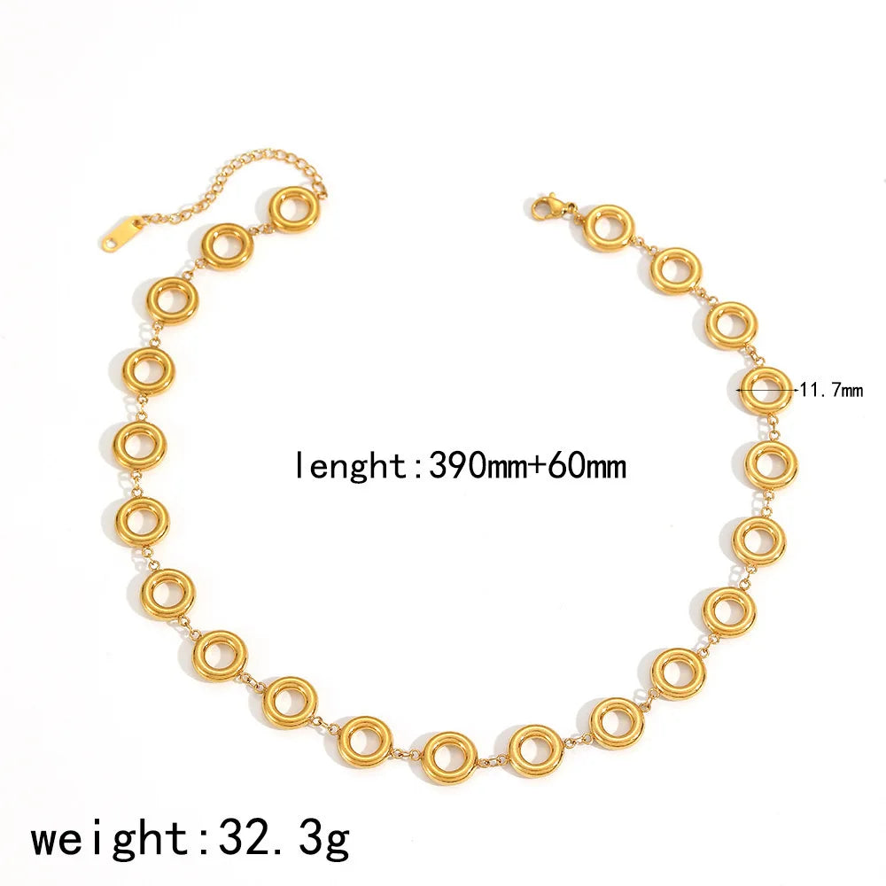 Chains Circles Accessories 18k Gold Plated Pvd Stainless Steel Necklace Chain Accessory Set for Women Necklace TGXL8585