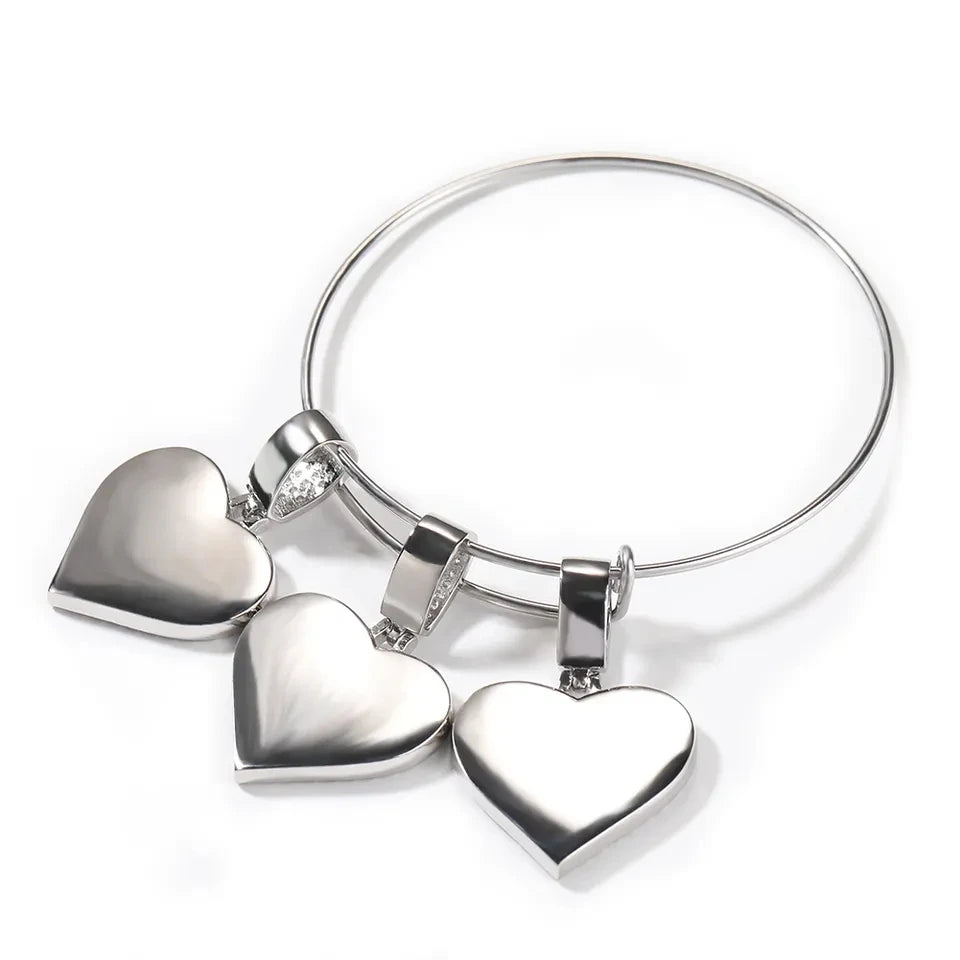 Wholesale Customizable Hip-Hop Jewelry Women Men's DIY Memory Bracelet with Heart Photo Pendant Charm Adjustable Bangle for Gift