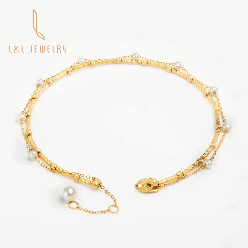 2025 Popular Women's 18K Real Gold Freshwater Pearl Bracelet with Elastic Link Chain Unique Design Artistic Style for Party Gift