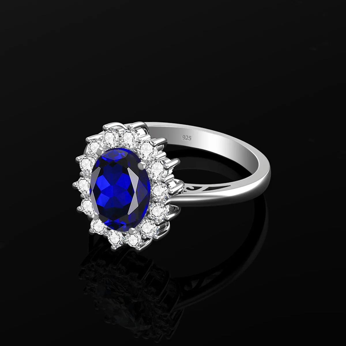 Wholesale Luxury Bridal Jewelry Set 925 Sterling Silver Sapphire Halo Ring Earrings Pendant for Women's Wedding Jewelry