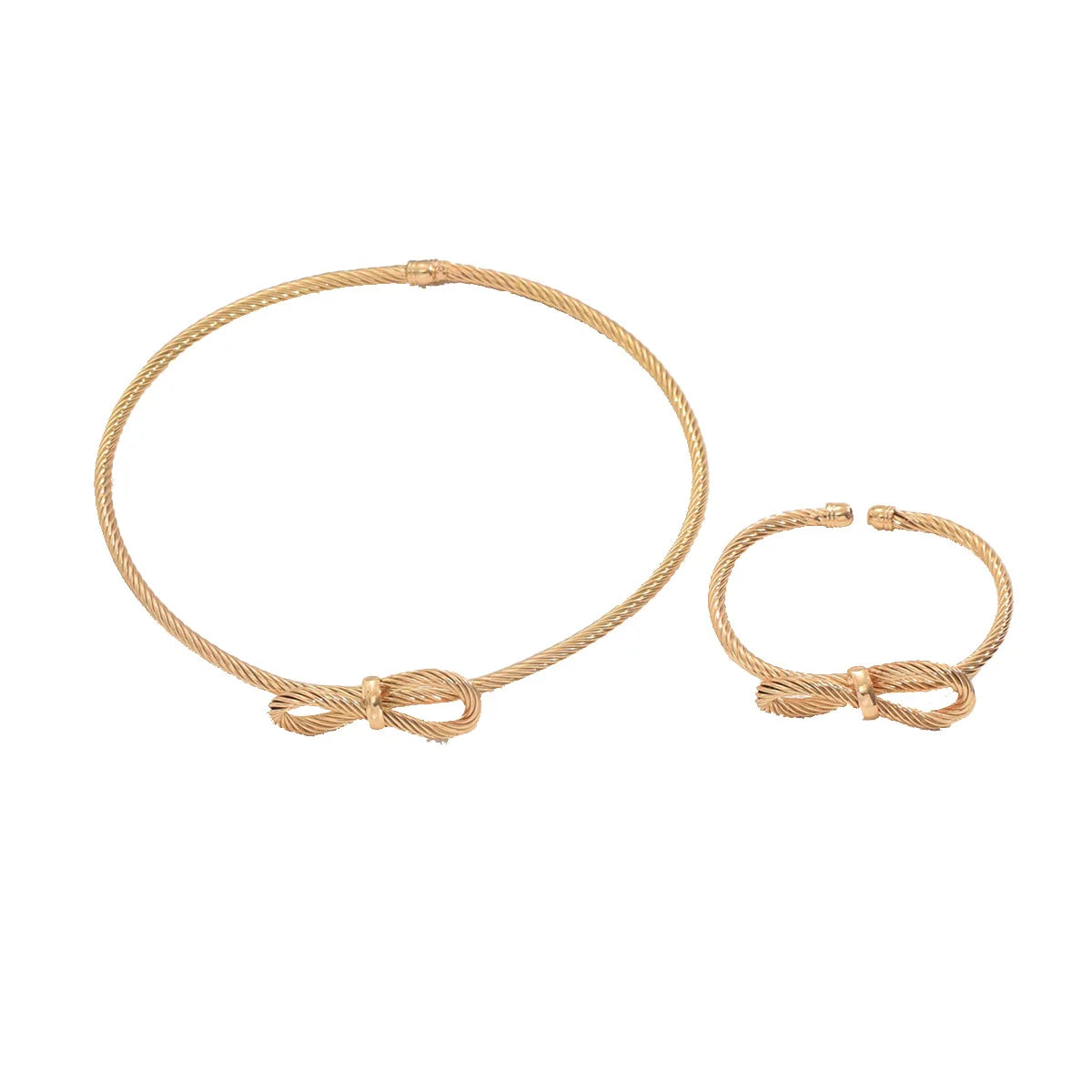 2025 New Luxury Women's Accessible Niche Geometric Bow Design High-End Necklace Bracelet Set Fashion Cuff Bracelets