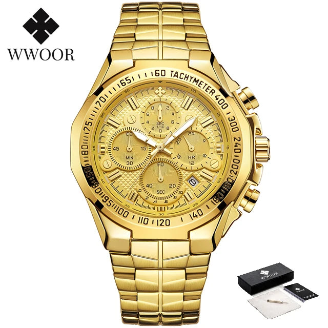 Relogio Masculino WWOOR Men's Watches 2024 Top Luxury Brand Men's Watches Gold Large Gold Male Chronograph Wristwatch