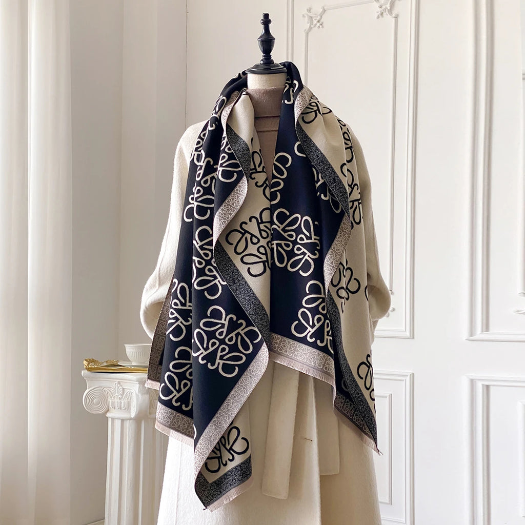 Écharpe chaude d'hiver en cachemire pour femmes de marque de luxe 2025, châle Pashmina, Hijab, étole de voyage, Echarpe, couverture épaisse et chaude