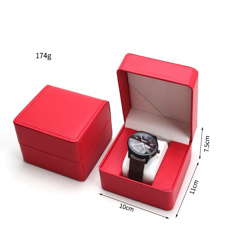 Boîte de rangement de montre en PU pour homme, vitrine de montre unique, support de montre-bracelet, bijoux de voyage, cadeau d'évaluation