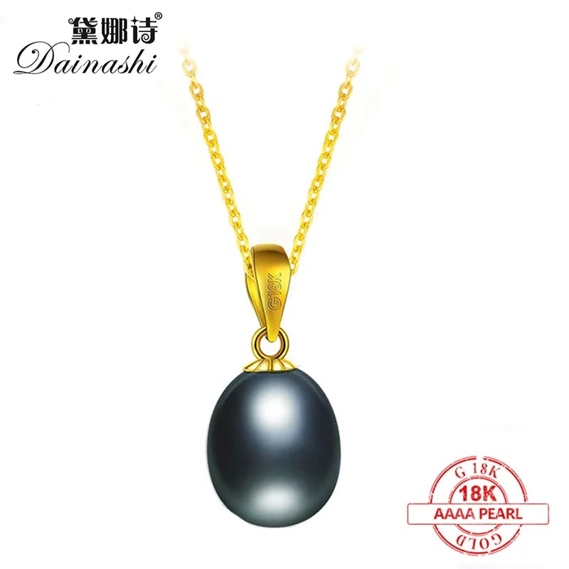 Dainashi Réel Pur 18 k Or Bijoux Collier & Pendentif, Naturel D'eau Douce Perle Femmes Pendentif, fine Bijoux Avec Boîte-Cadeau Pour Les Amoureux