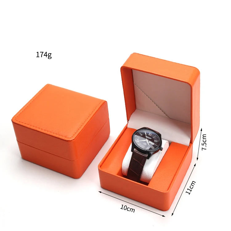 Boîte de rangement de montre en PU pour homme, vitrine de montre unique, support de montre-bracelet, bijoux de voyage, cadeau d'évaluation