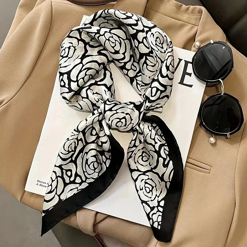 Mode marque de luxe 70 cm soie carré écharpe femmes Satin cou cravate femme cheveux Bandana foulard châle enveloppement Hijab Echarpe