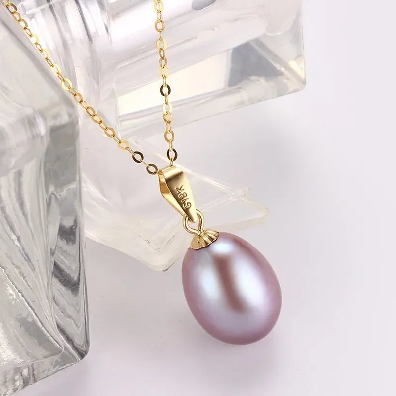 Dainashi Réel Pur 18 k Or Bijoux Collier & Pendentif, Naturel D'eau Douce Perle Femmes Pendentif, fine Bijoux Avec Boîte-Cadeau Pour Les Amoureux