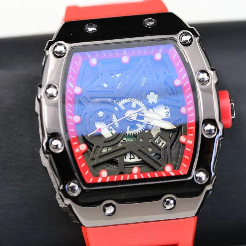 Montres pour hommes, marque de luxe légère, tendance de beauté dominatrice, pentagramme lumineux en forme de baril de vin, mode masculine, horloge à Quartz