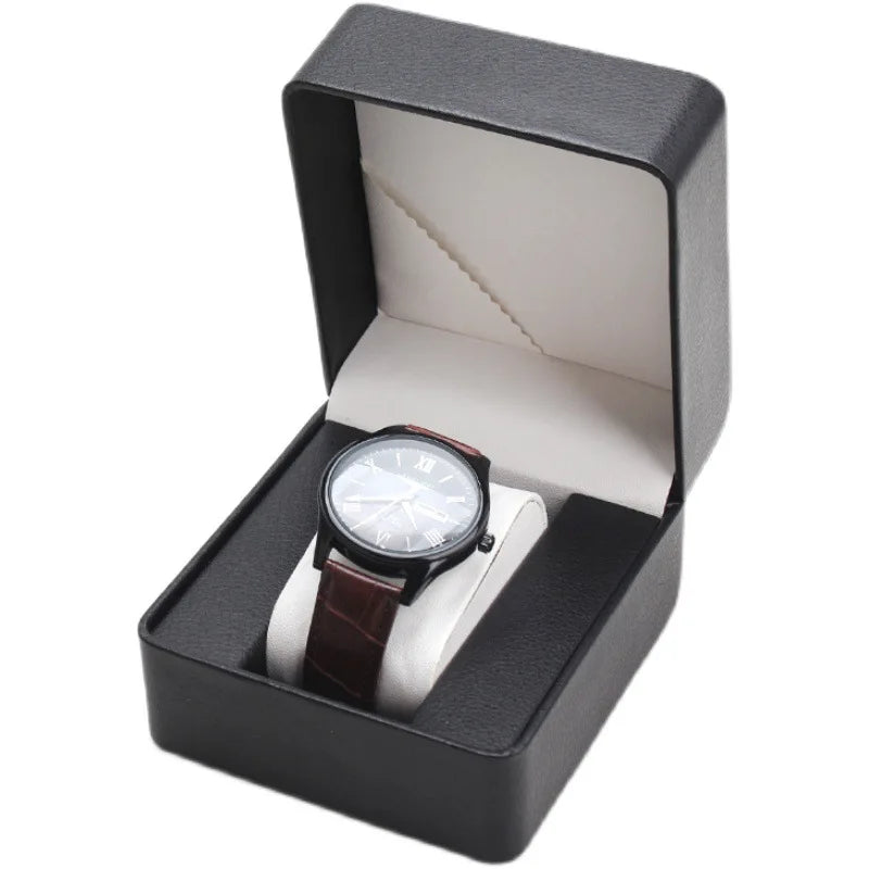 Boîte de rangement de montre en PU pour homme, vitrine de montre unique, support de montre-bracelet, bijoux de voyage, cadeau d'évaluation