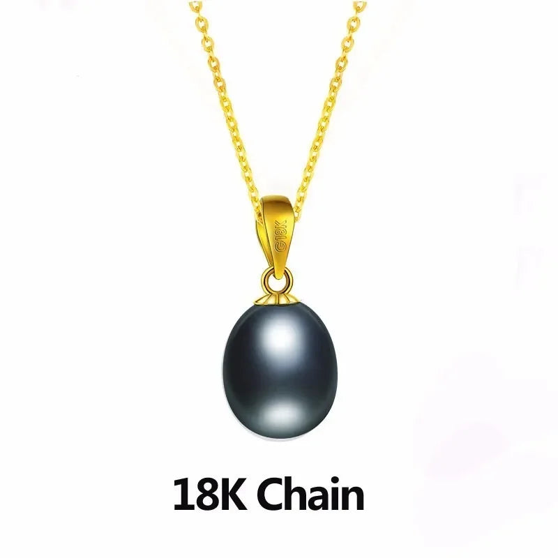 Dainashi Réel Pur 18 k Or Bijoux Collier & Pendentif, Naturel D'eau Douce Perle Femmes Pendentif, fine Bijoux Avec Boîte-Cadeau Pour Les Amoureux
