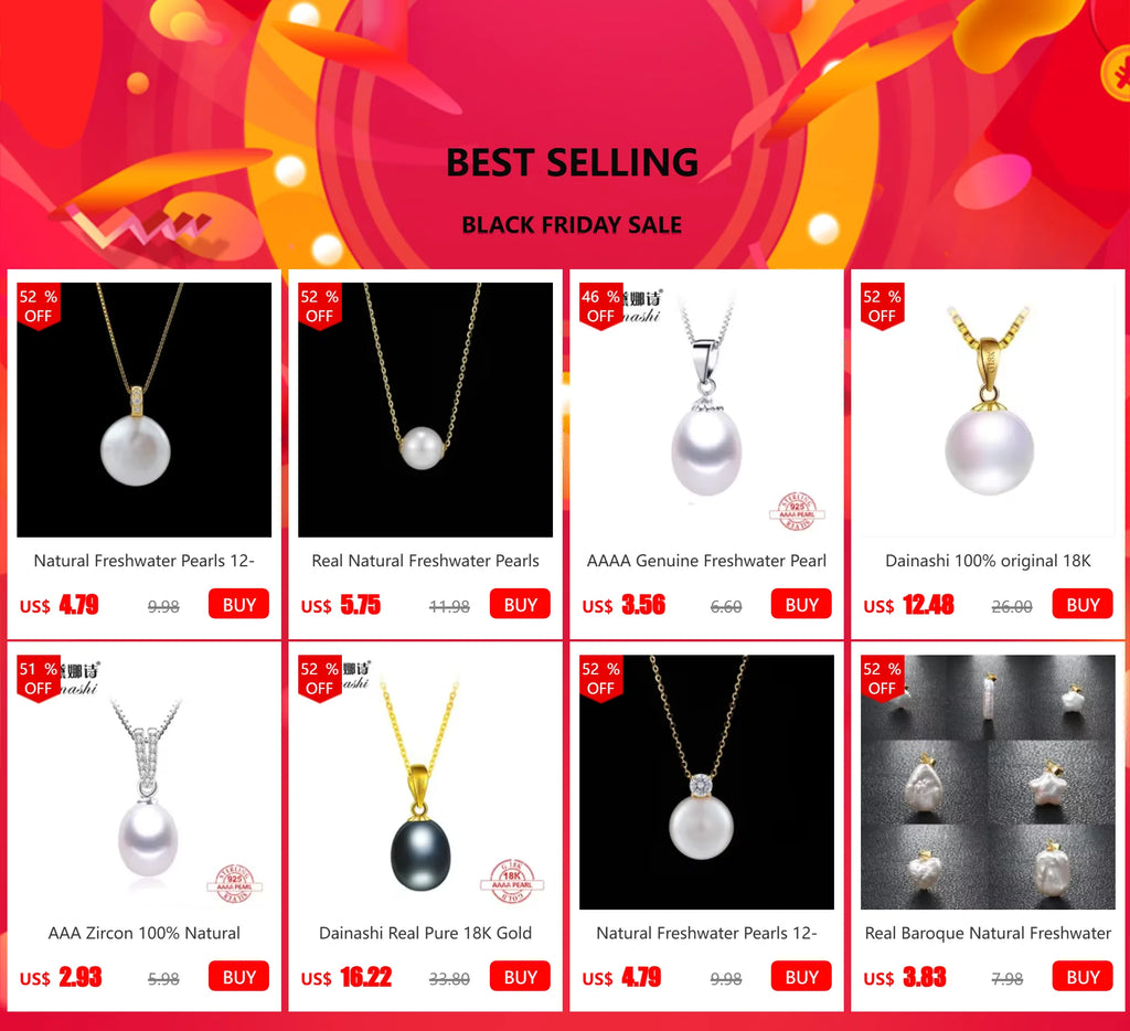 Dainashi Réel Pur 18 k Or Bijoux Collier & Pendentif, Naturel D'eau Douce Perle Femmes Pendentif, fine Bijoux Avec Boîte-Cadeau Pour Les Amoureux
