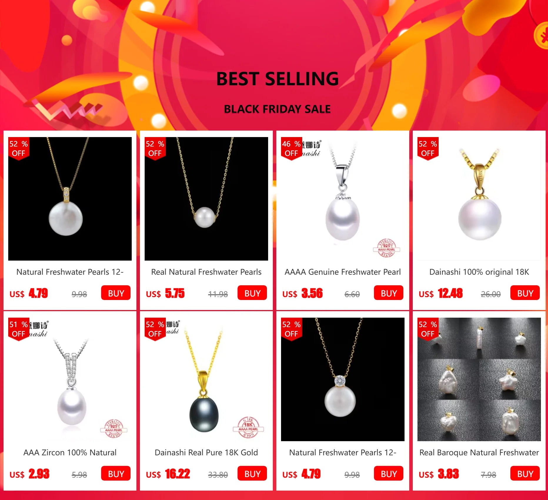 Dainashi Réel Pur 18 k Or Bijoux Collier & Pendentif, Naturel D'eau Douce Perle Femmes Pendentif, fine Bijoux Avec Boîte-Cadeau Pour Les Amoureux