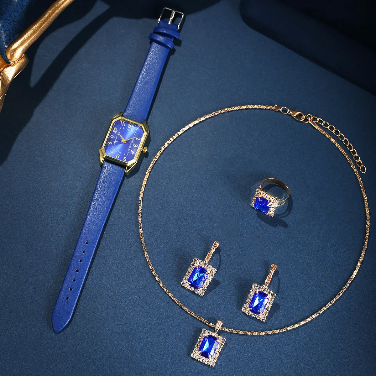 Luxury square watches for women, quartz wristwatch for ladies, simple classic jewelry set, fashion brand, 6 pieces, 5 pieces, 1 piece