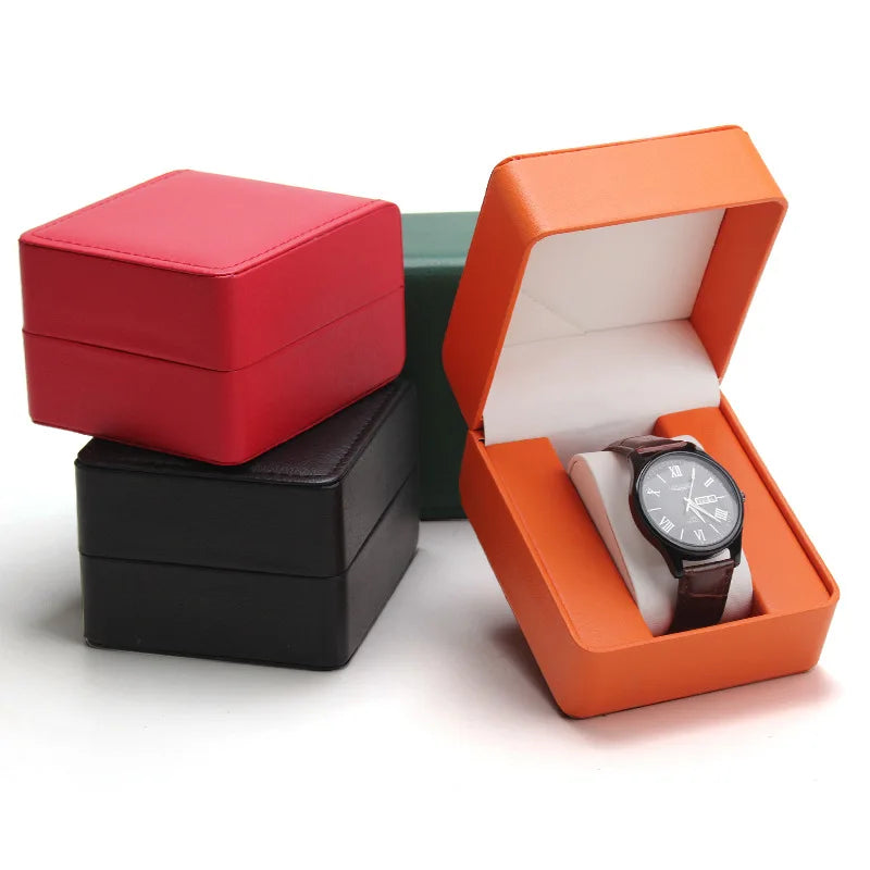 Boîte de rangement de montre en PU pour homme, vitrine de montre unique, support de montre-bracelet, bijoux de voyage, cadeau d'évaluation