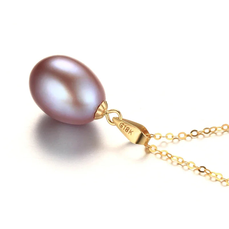Dainashi Réel Pur 18 k Or Bijoux Collier & Pendentif, Naturel D'eau Douce Perle Femmes Pendentif, fine Bijoux Avec Boîte-Cadeau Pour Les Amoureux