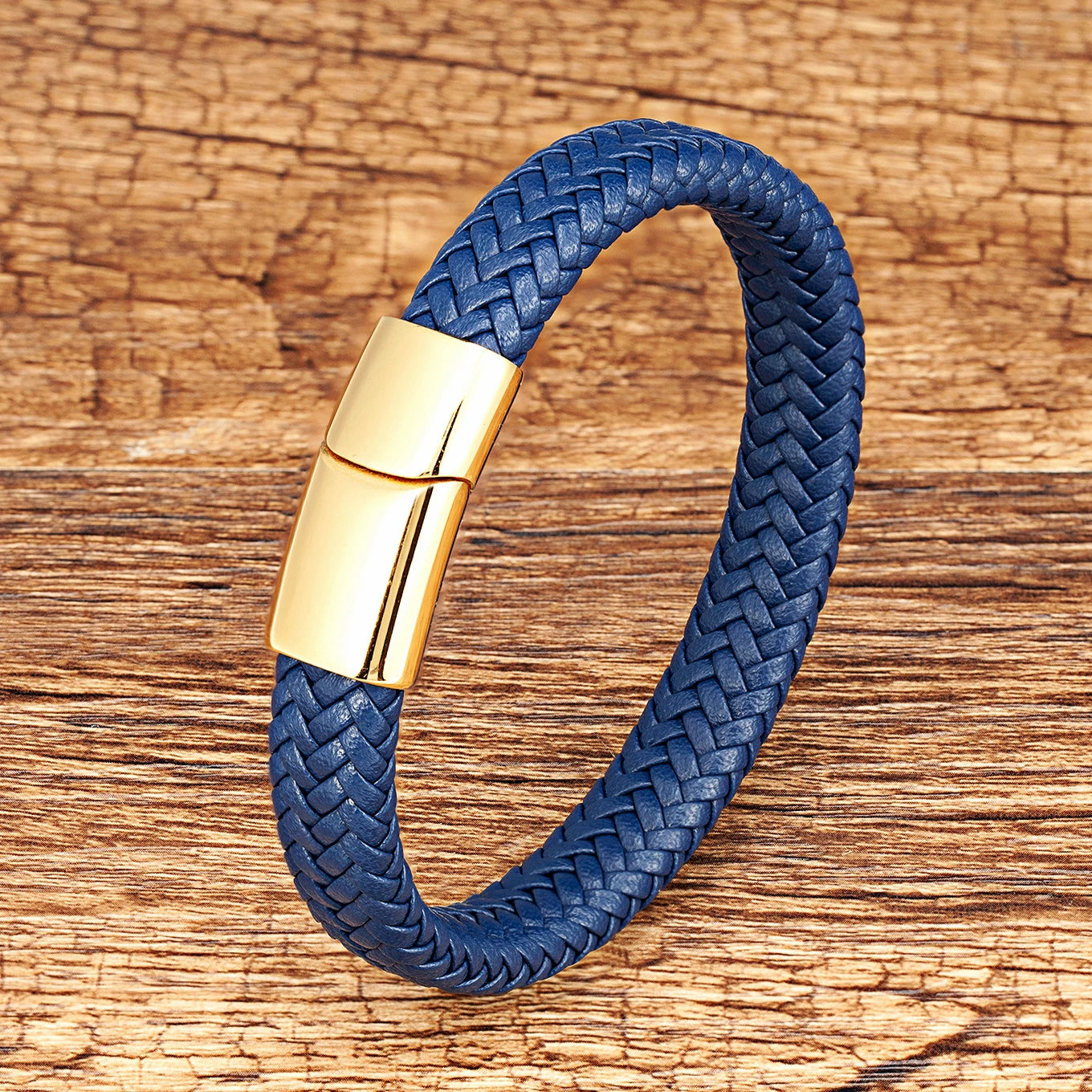 2022 Simple Style tissé homme Bracelet noir marron cuir corde en acier inoxydable fermoir magnétique main Bracelet mode hommes bijoux